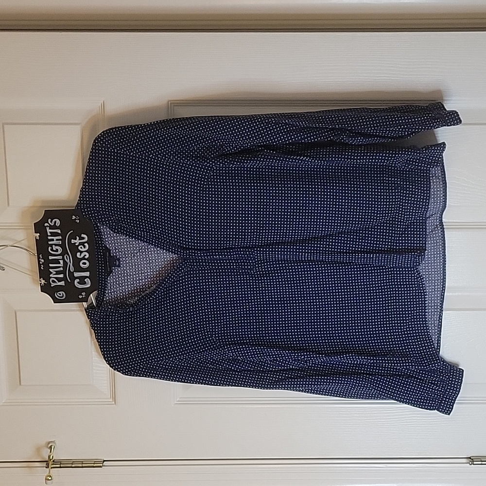 Tommy Hilfiger Blouse Medium Navy Green Dots